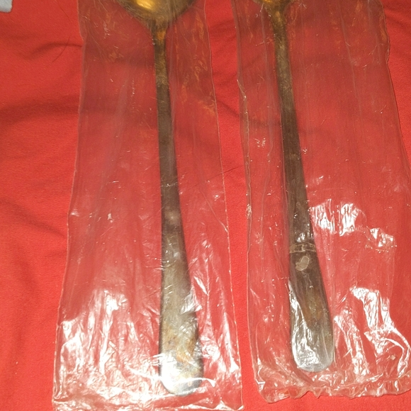 QUEEN ANNE SILVER PLATED ENGLAND SIGNED 2 Piece Set Large Fork & Spoon - Picture 4 of 16